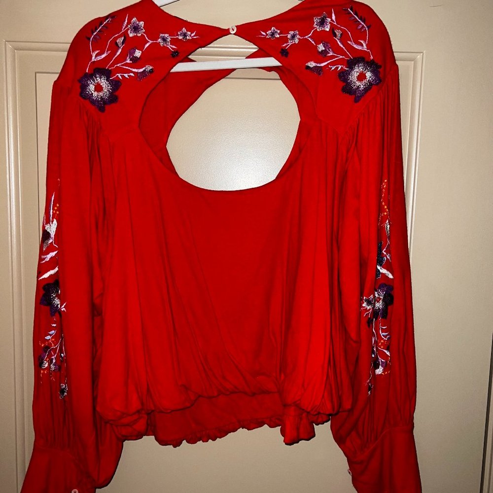 Red Free People Blouse